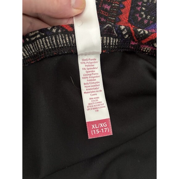 Vtg Y2K Boho tribal ethnic Geo Red Purple Mesh maxi skirt partially lined Sz. xl - Picture 9 of 10